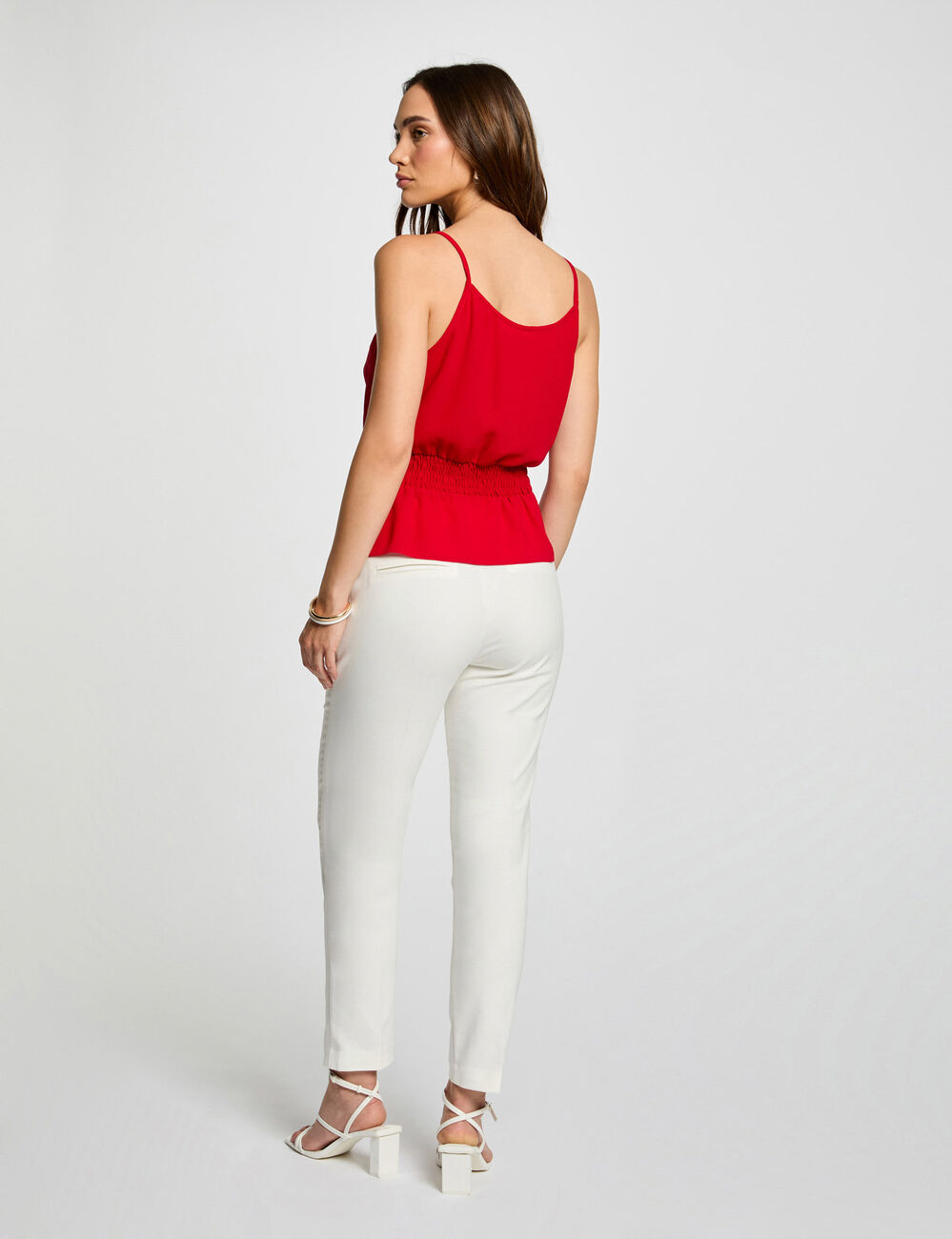 Pantalon city droit 7/8ème ecru femme