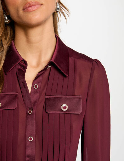 Shirt met lange mouwen en plooien pruim vrouw