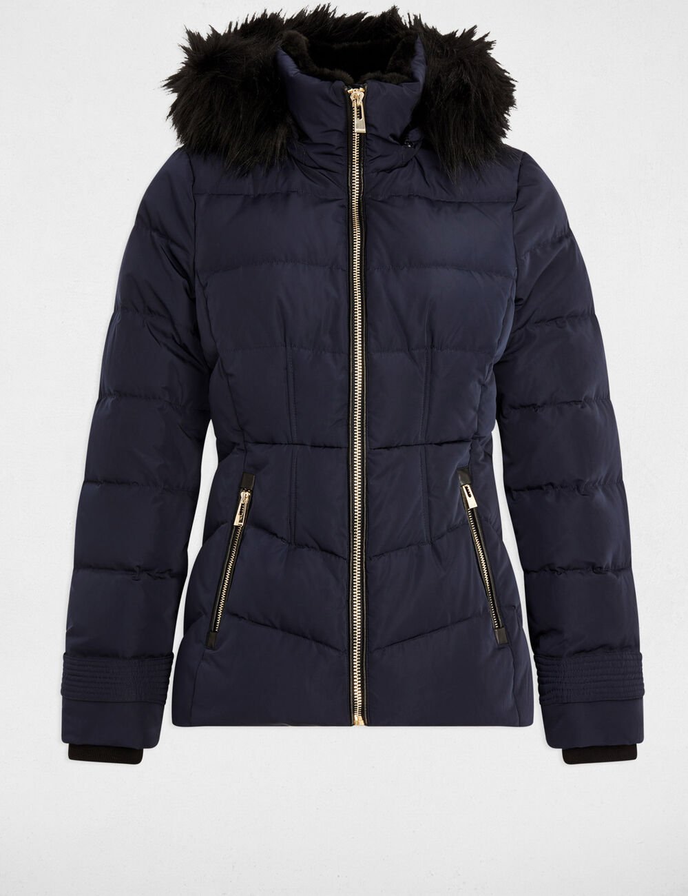 Doudoune courte ajustée bleu marine femme