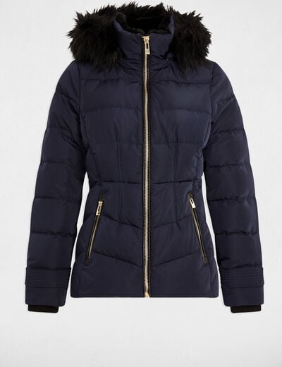 Doudoune courte ajustée bleu marine femme