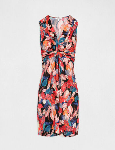 Wijd uitlopende jurk met groenteprint meerkleurig vrouw