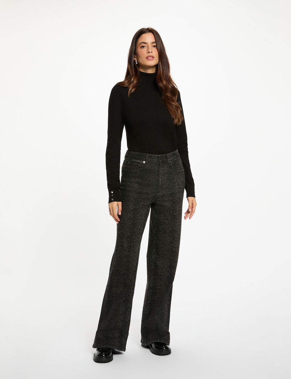 Jean large taille haute multicolore femme