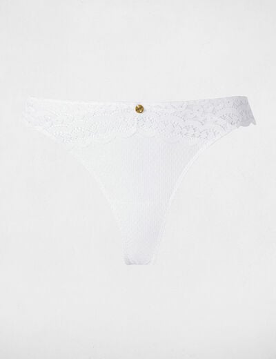 Tanga dentelle taille basse blanc femme