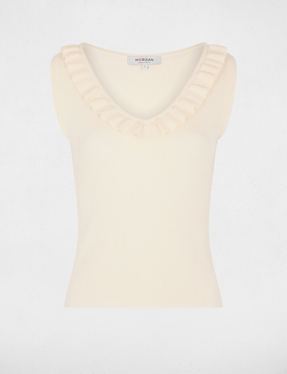 Getailleerde V-hals top ivoor vrouw