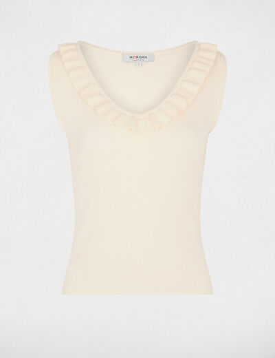 Getailleerde V-hals top ivoor vrouw
