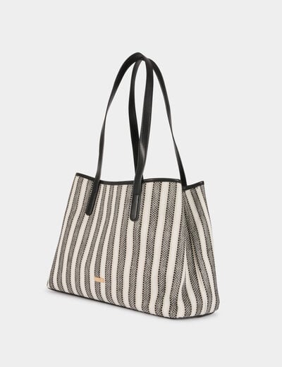 Sac cabas ray&eacute; ivoire femme