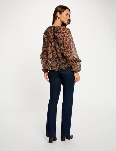 Blouse ajustée col v multicolore femme