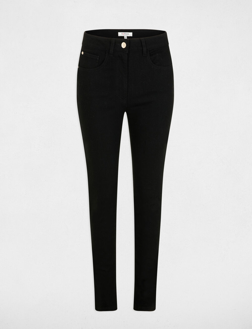 Hoge taille skinny jeans denim zwart vrouw