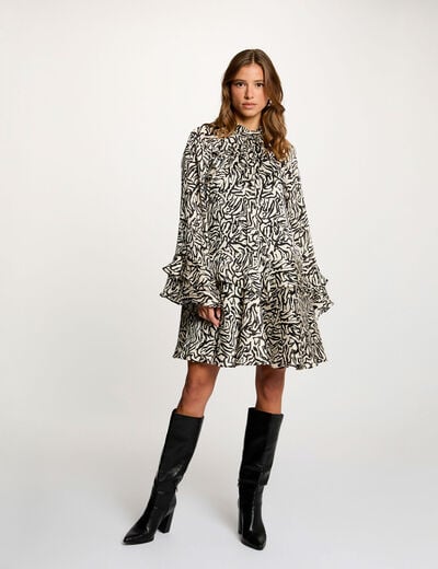 Robe courte plissée multicolore femme