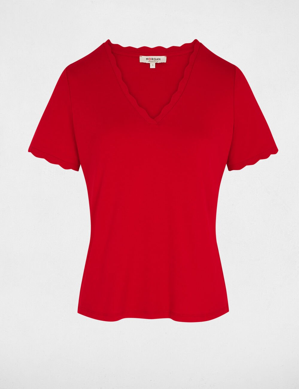 Getailleerd V-hals T-shirt rood vrouw