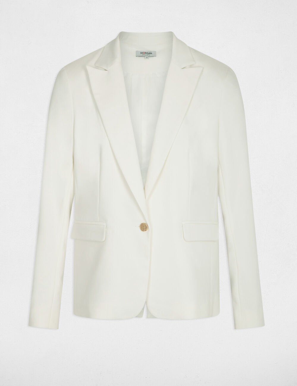 Rechte getailleerde jas met knopen ecru vrouw