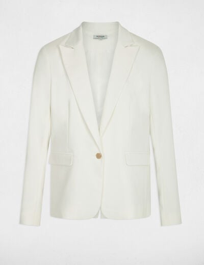 Veste tailleur droite boutonn&eacute;e ecru femme
