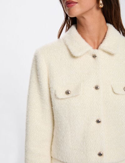 Veste ajustée cropped ivoire femme