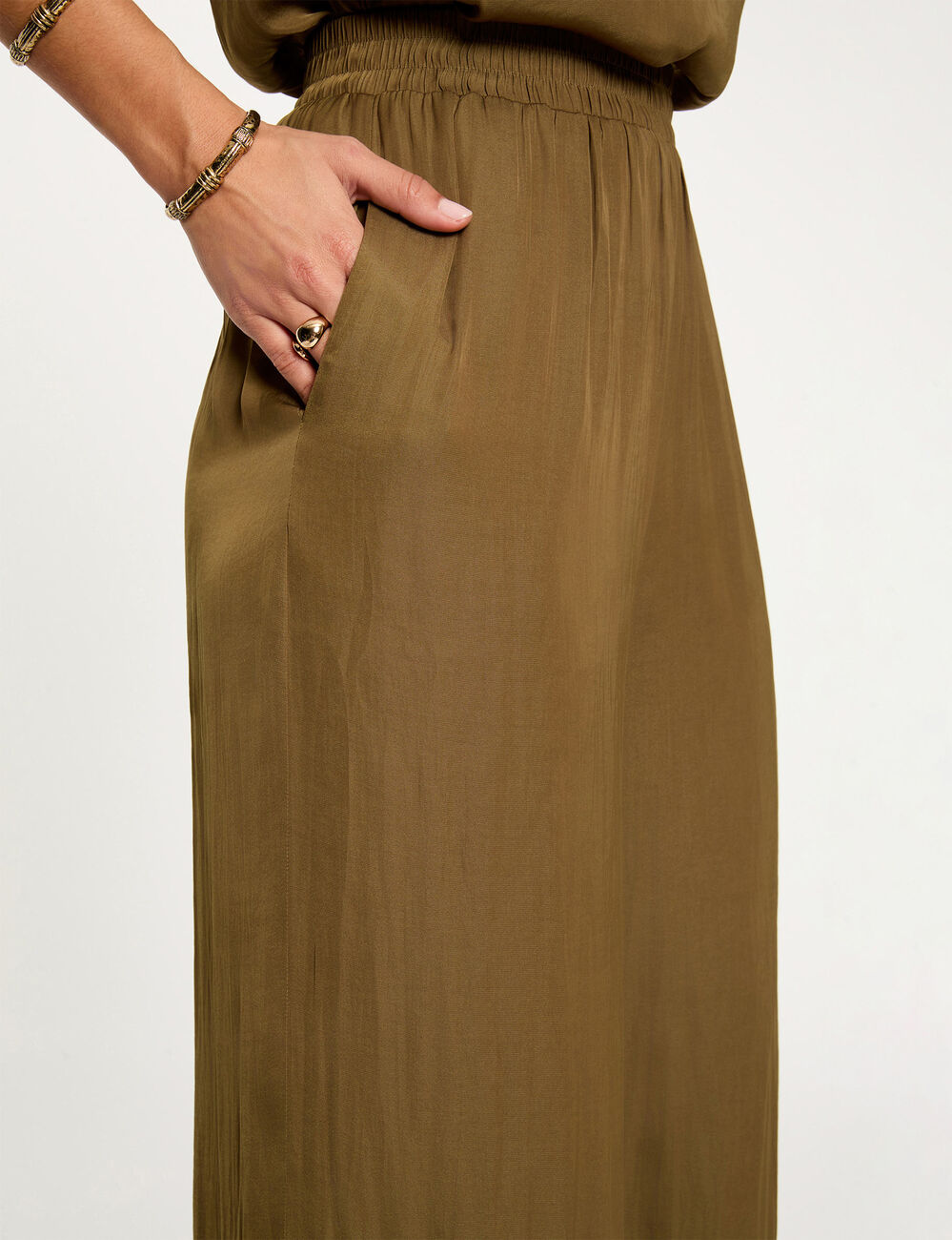 Luchtige wijde broek brons vrouw