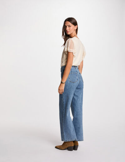T-shirt met korte mouwen ecru vrouw
