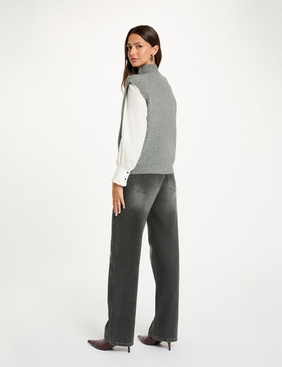 Pull sans manches gris foncé femme