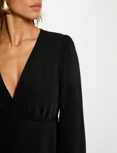 Robe courte trapèze noir femme