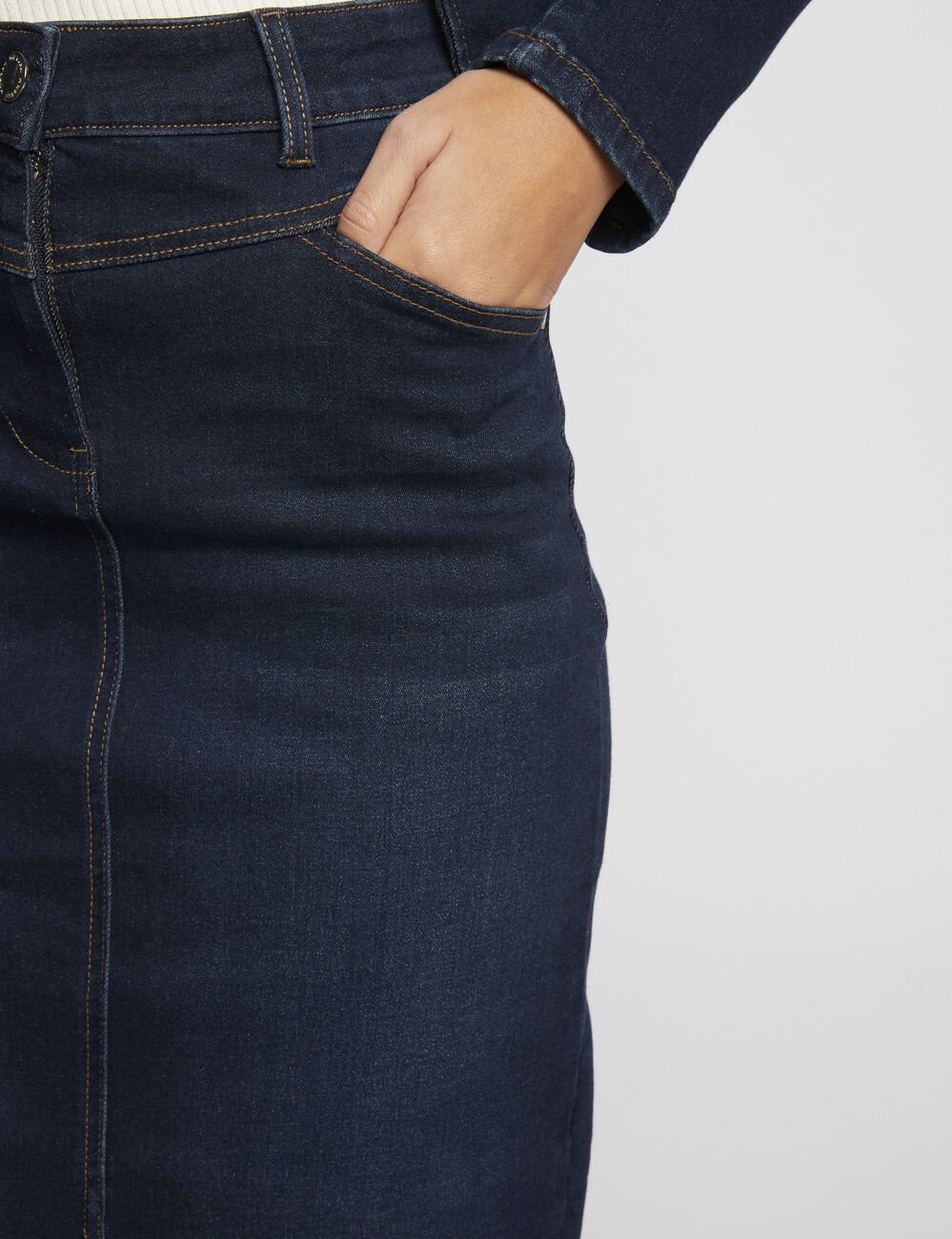 Jupe longueur genou en jean jean brut femme