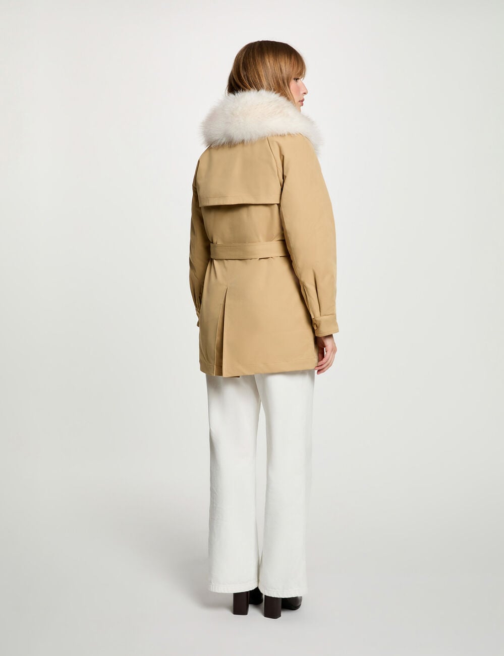 Parka met opstaande kraag beige vrouw