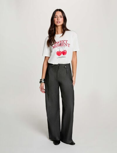 Jean droit taille haute noir femme