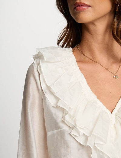 Blouse met lange mouwen helder wit vrouw
