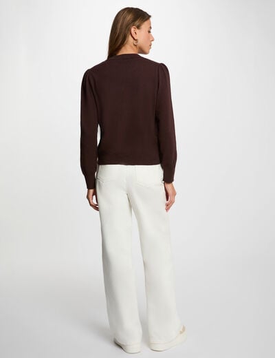 Gebreid vest met ronde hals donker bruin vrouw