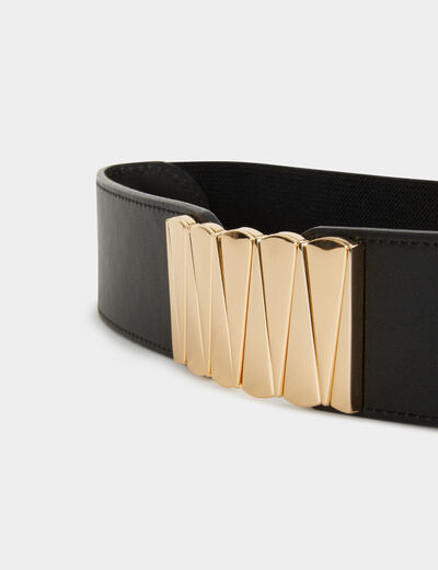 Ceinture large similicuir noir femme