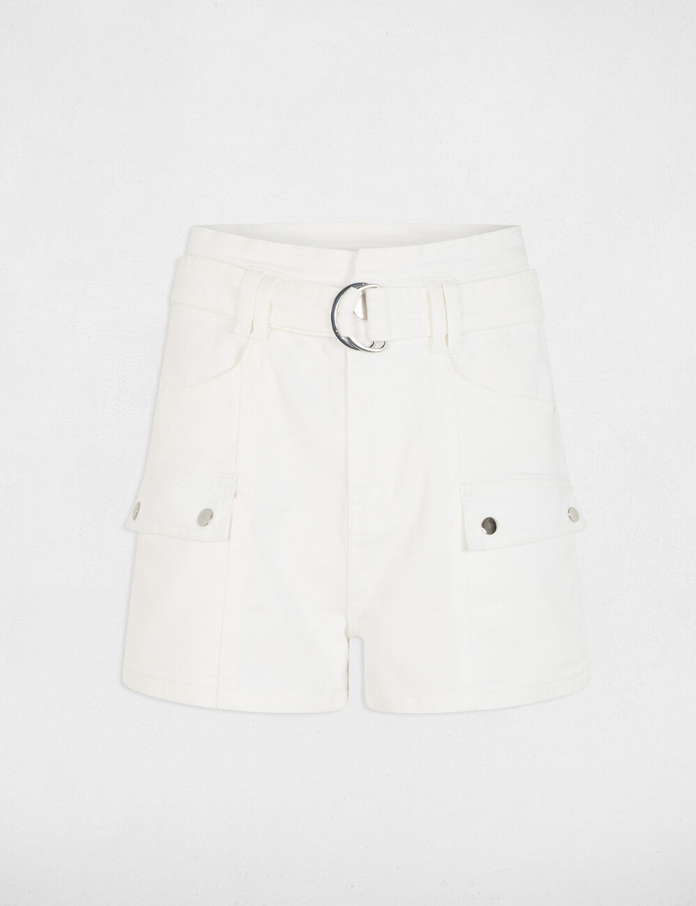 Acid wash denim short ecru vrouw