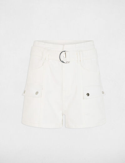 Acid wash denim short ecru vrouw