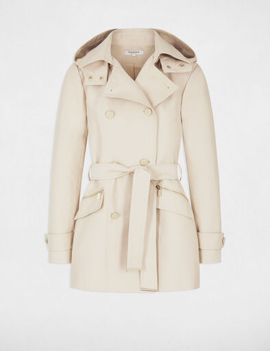 Getailleerde trenchcoat met capuchon zand vrouw