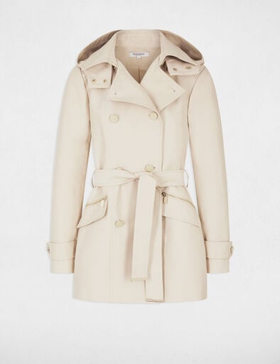 getailleerde trenchcoat met capuchon zand vrouw Getailleerde trenchcoat met capuchon zand vrouw