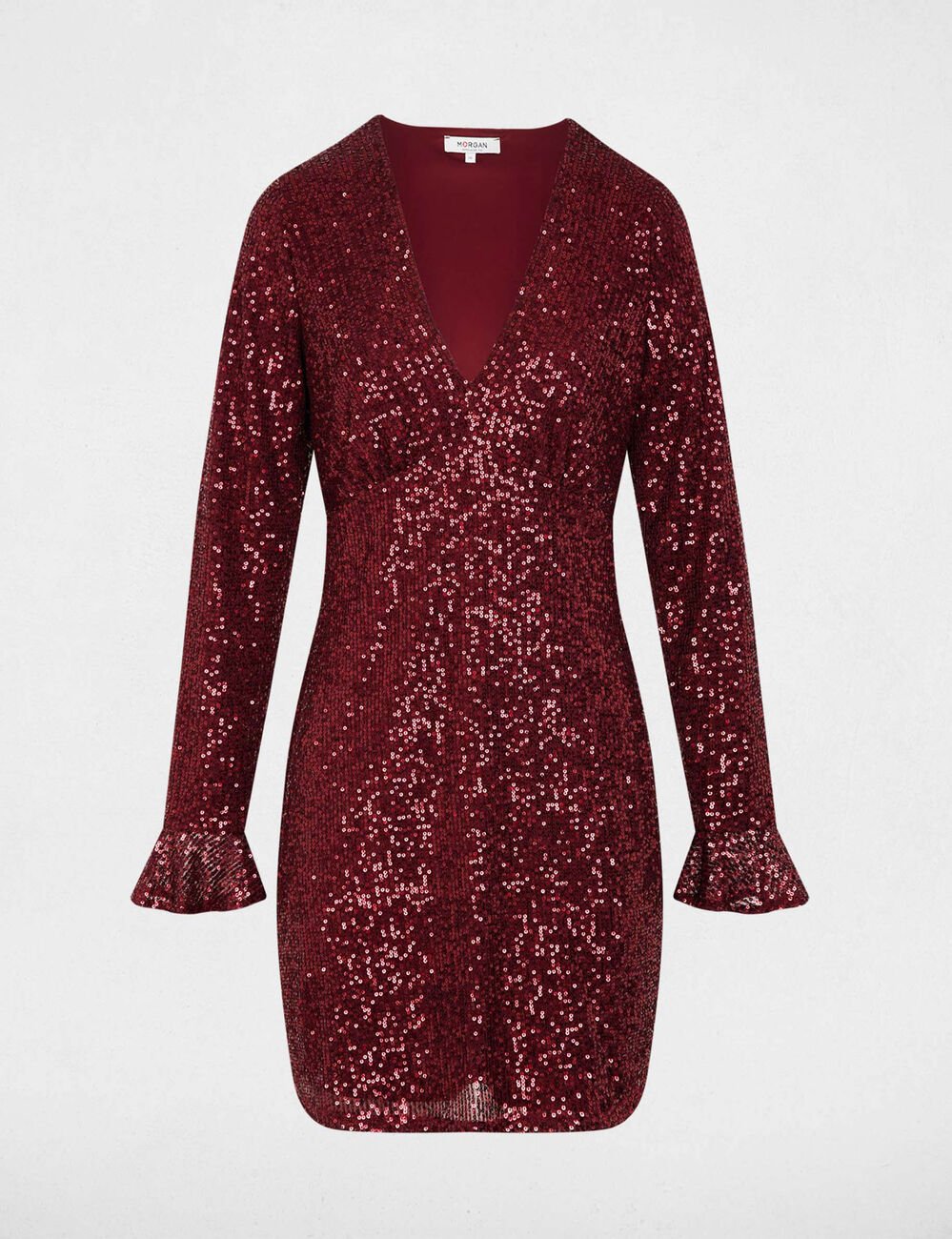 Robe courte à sequins prune femme