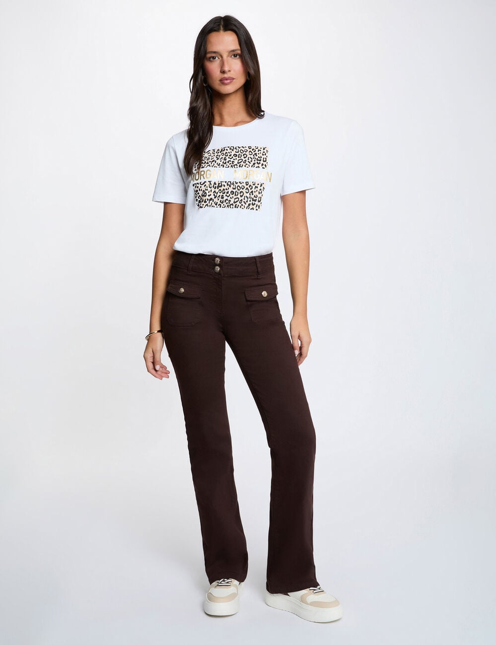 T-shirt col rond blanc femme