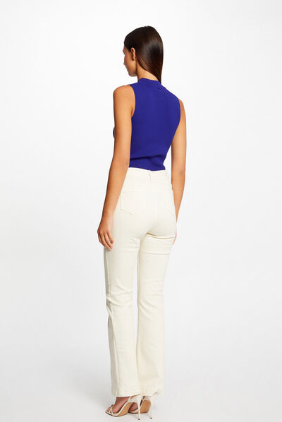 Mouwloze pullover tanktop met opening blauw medium vrouw