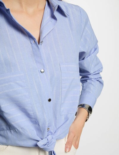Chemise manches longues rayée multicolore femme