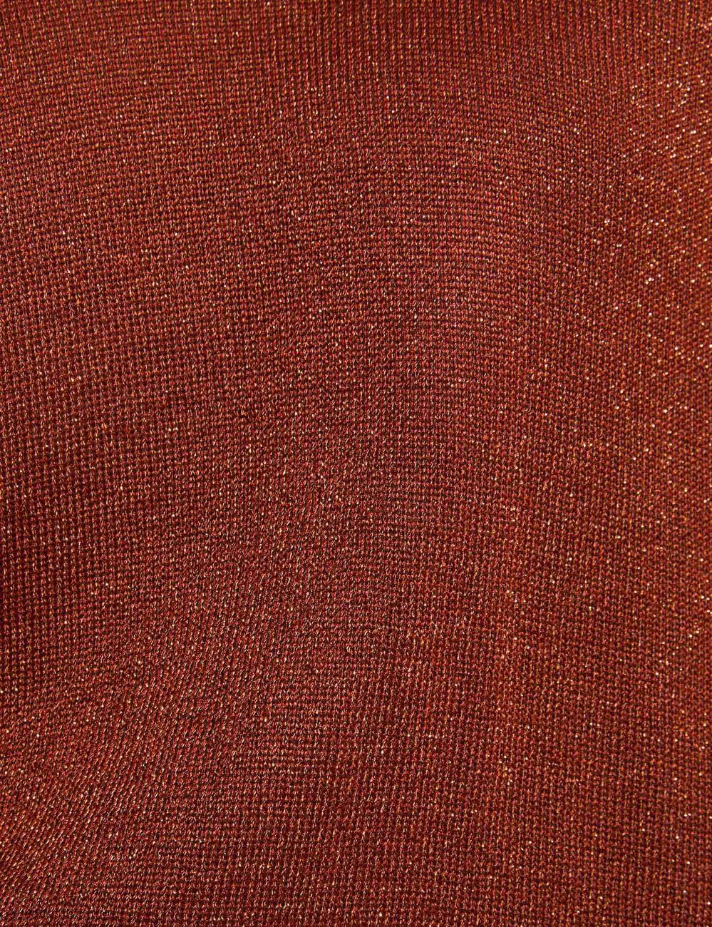 Pull oversize col v marron cognac femme