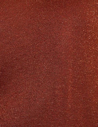 Pull oversize col v marron cognac femme