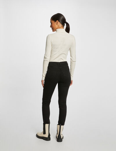 Pull manches longues &agrave; col roul&eacute; ivoire femme