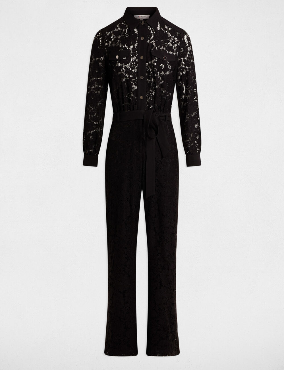 Lange kanten jumpsuit zwart vrouw