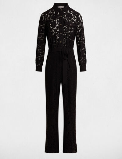 Lange kanten jumpsuit zwart vrouw
