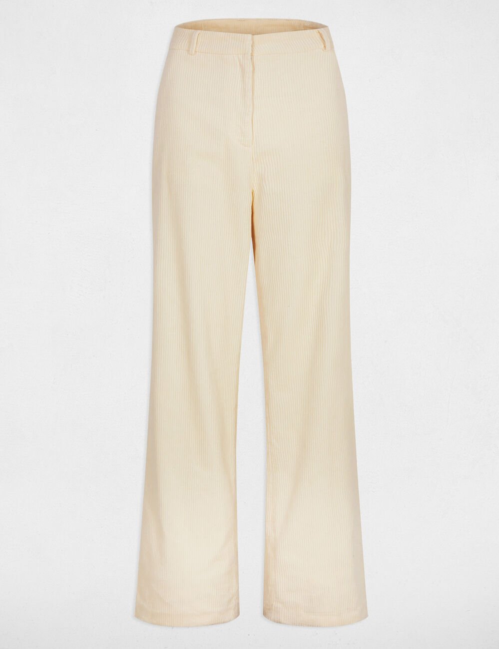 Wijde ribfluwelen broek ecru vrouw