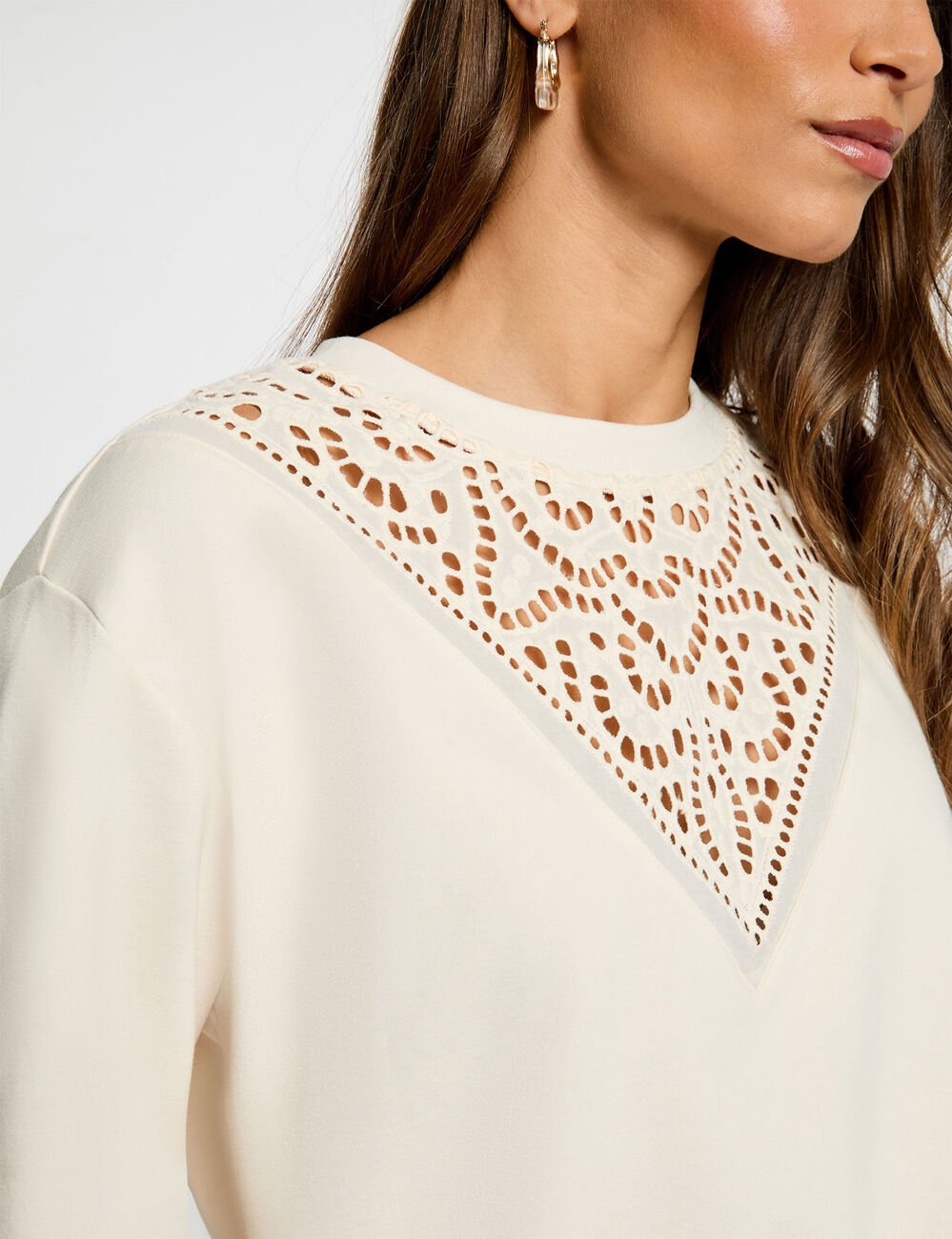 T-shirt met lange mouwen ivoor vrouw