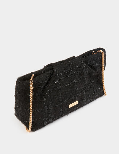 Sac bandoulière tweed noir femme