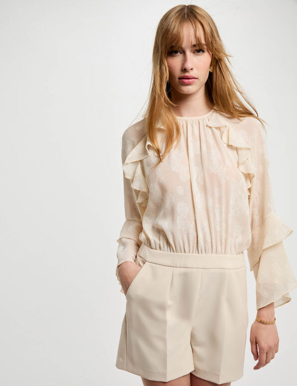 combishort a volants creme femme Combishort à volants creme femme