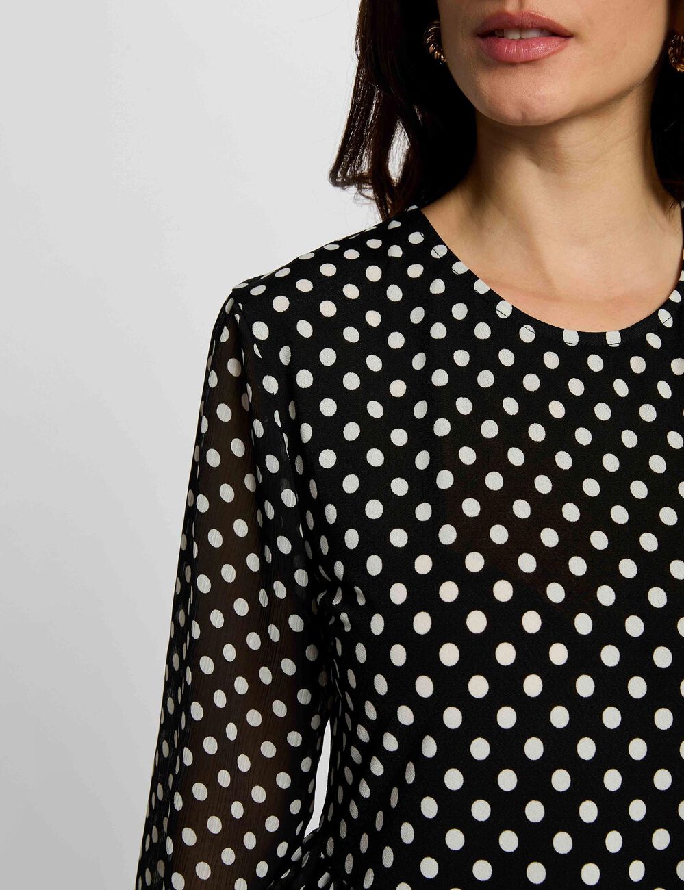 T-shirt voile col rond noir femme