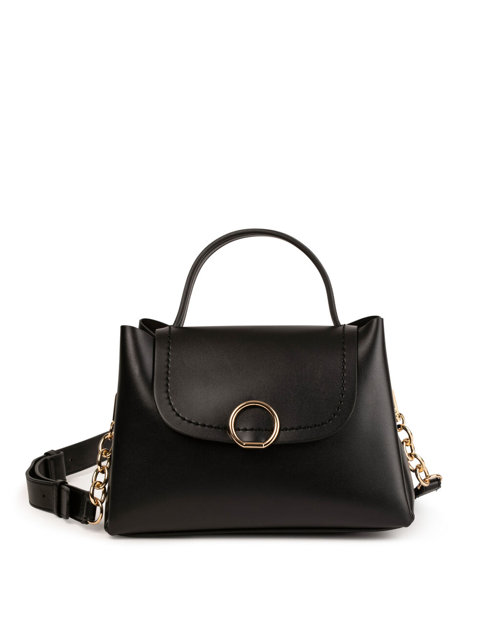 Sac rectangulaire &agrave; rabat noir femme