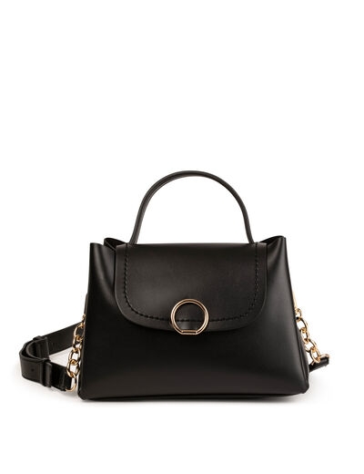 Sac rectangulaire &agrave; rabat noir femme