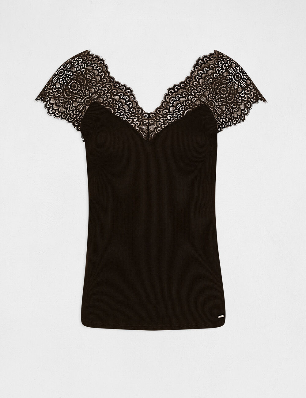 Tanktop met brede kanten bandjes zwart vrouw