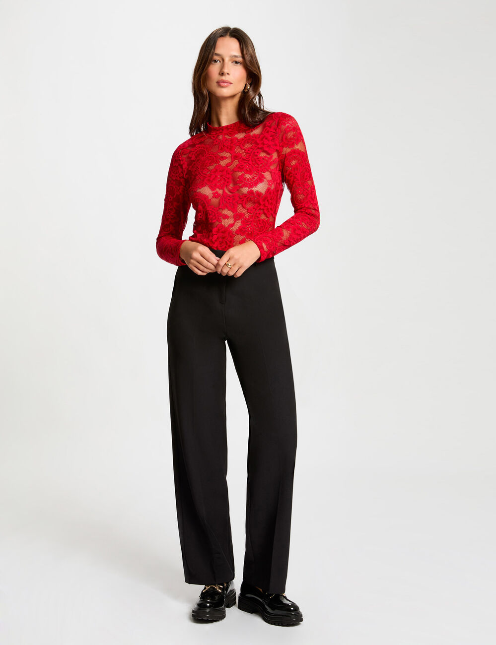 T-shirt manches longues rouge femme
