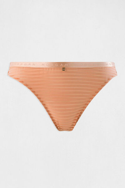 Slip en dentelle beige femme
